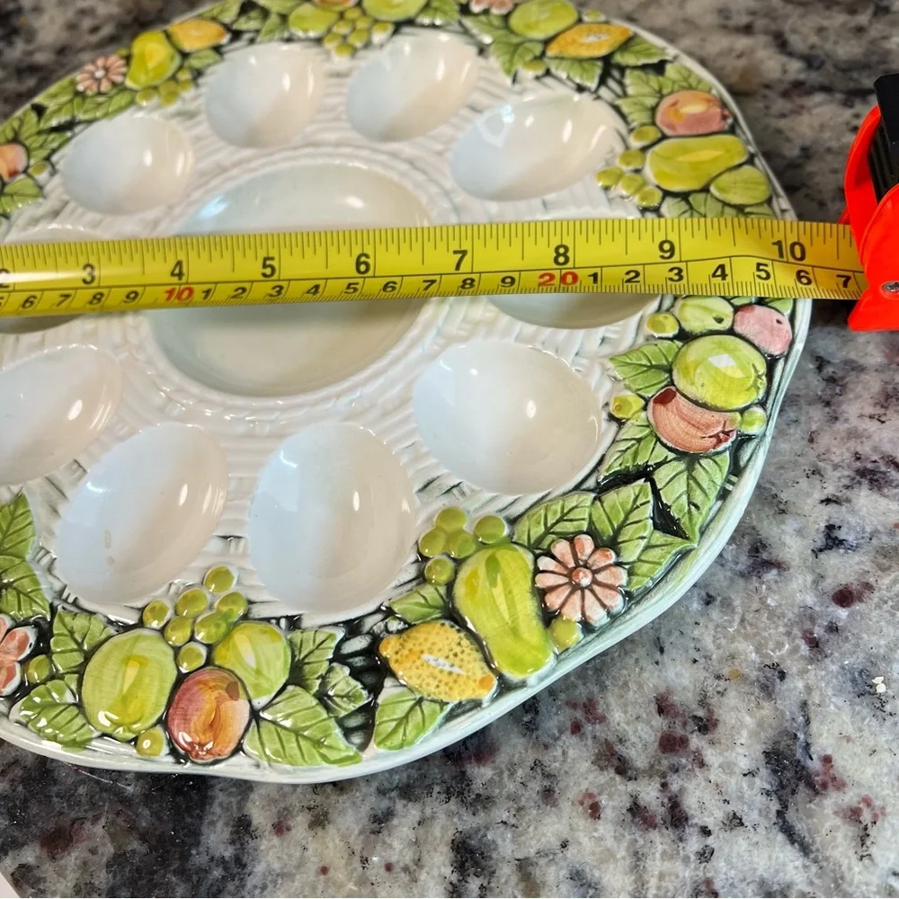 Vintage 1970’s Norleans Deviled Egg Plate Ceramic Serving  Easter Cottagecore